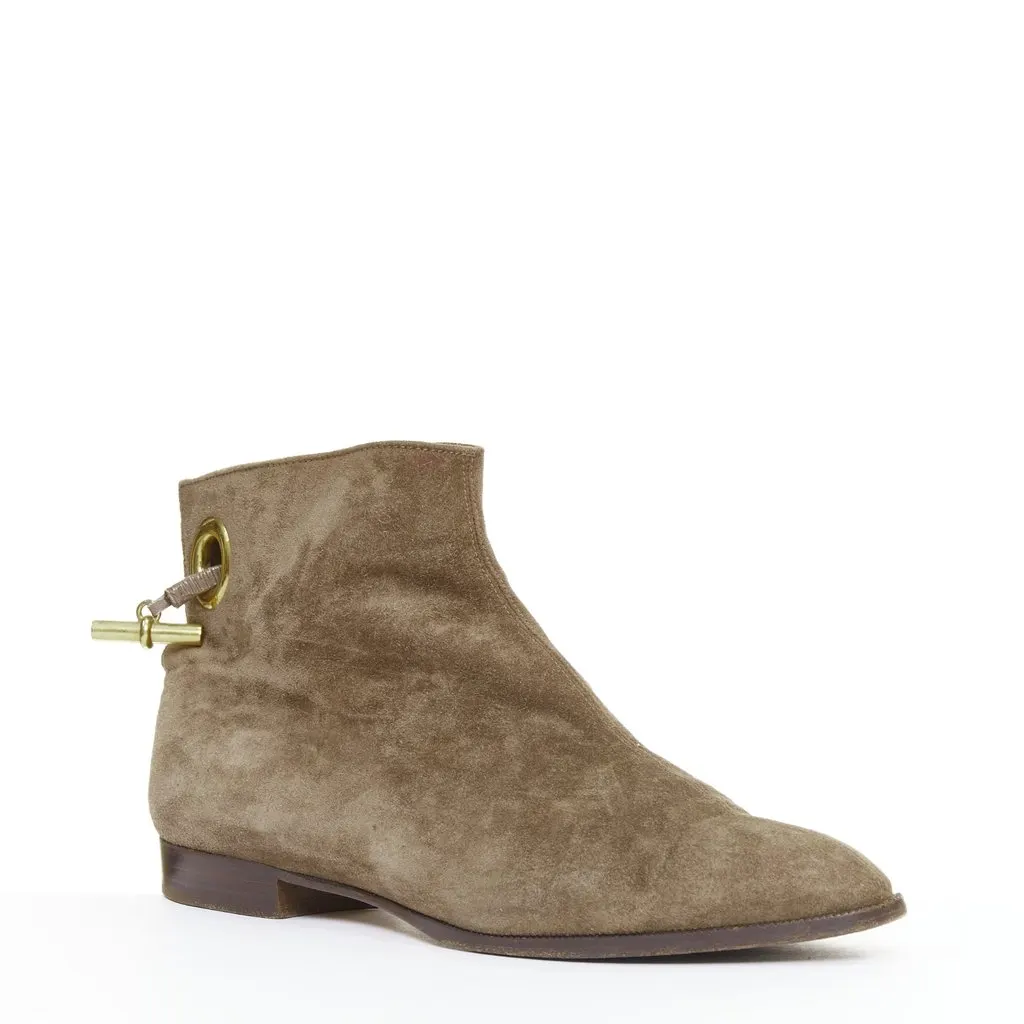Hermès Brown Suede Boots Brown Suede Fair - Back View
