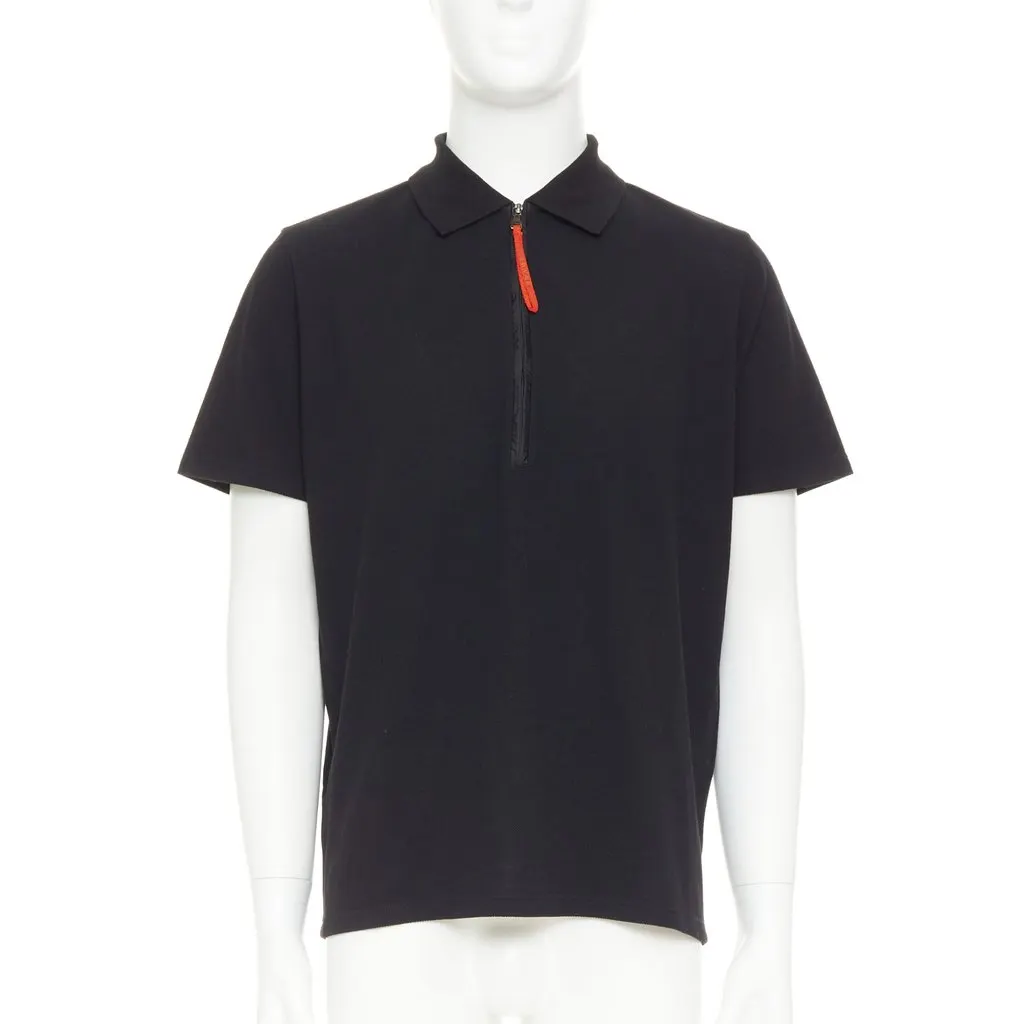 Prada Black Cotton Polo Shirt Black Cotton Very good - Front View