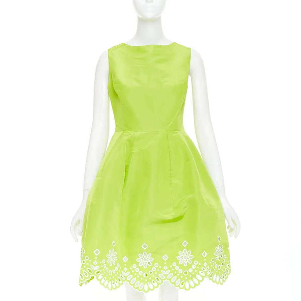 Oscar de la Renta Green Silk Dress Green Silk Very good - Front View