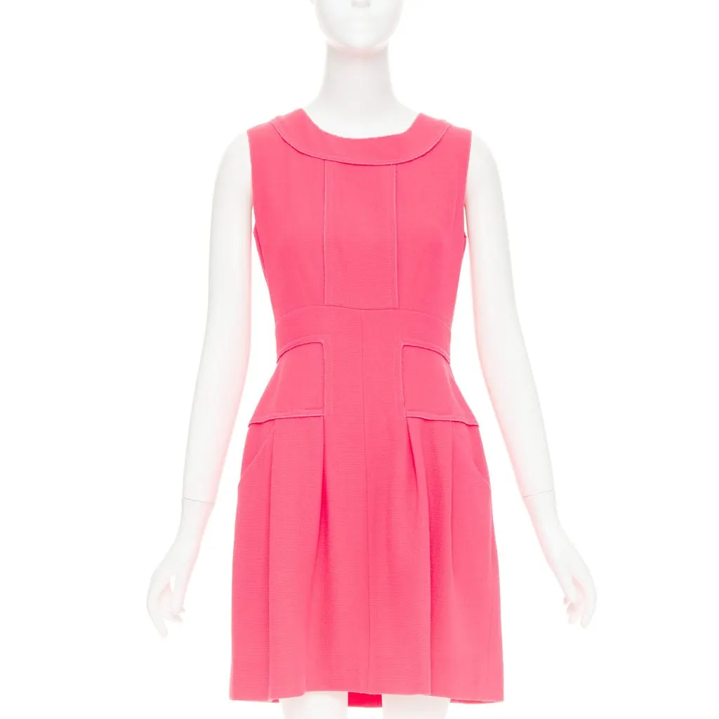 Oscar de la Renta Pink Wool Dress Pink Wool Very good - Front View