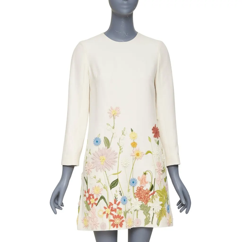 Valentino Ecru Wool Dress Beige Wool Very good - Front View