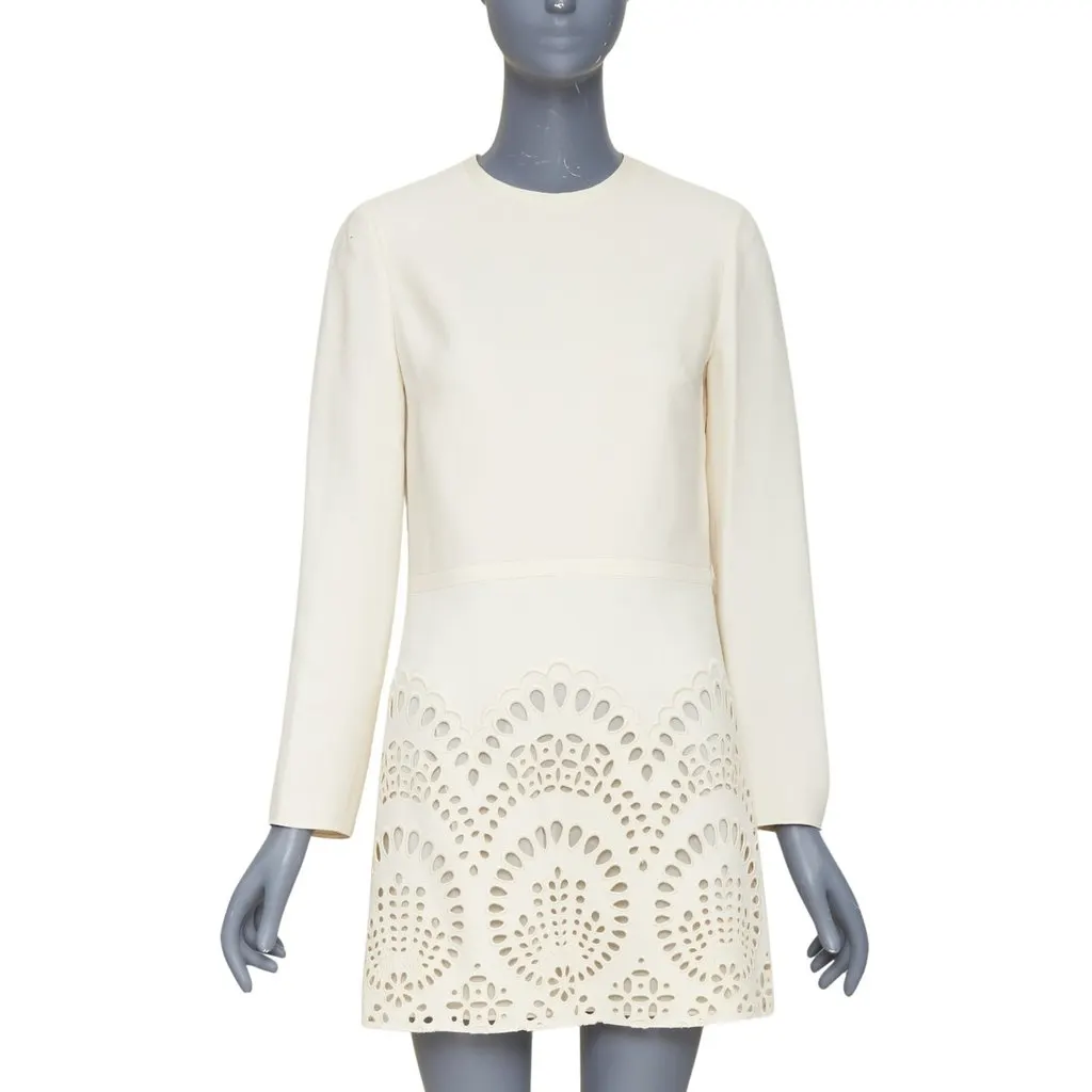 Valentino Ecru Wool Dress Beige Wool Very good - Front View