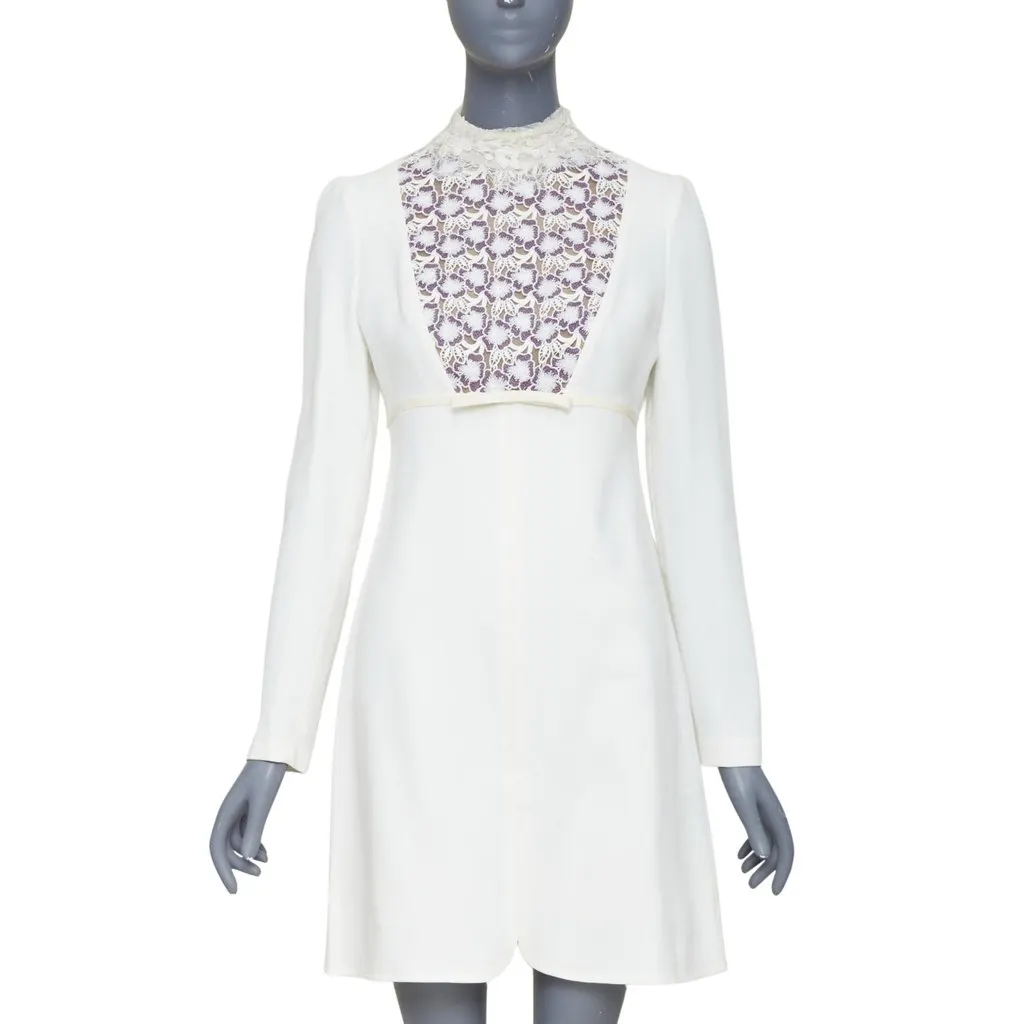Giambattista Valli Ecru Wool Dress Beige Wool Fair - Front View