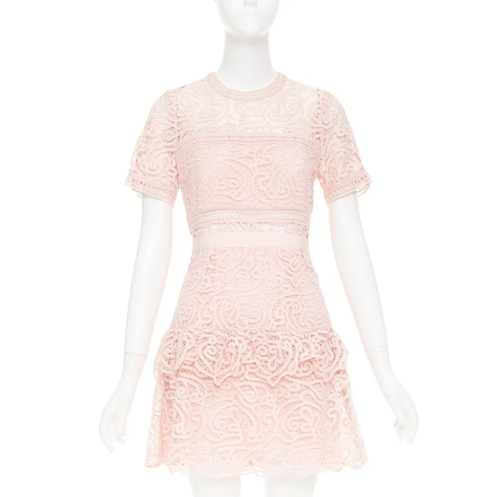 Self Portrait Abstract Guipure Pink Polyester Very good - Front View
