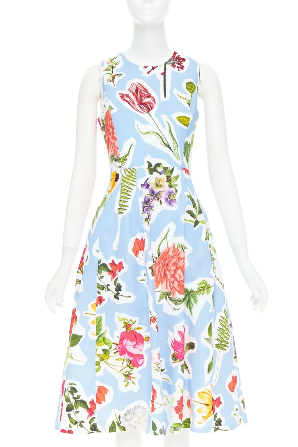 Carolina Herrera Blue Cotton Dress Blue Cotton Very good - Front View