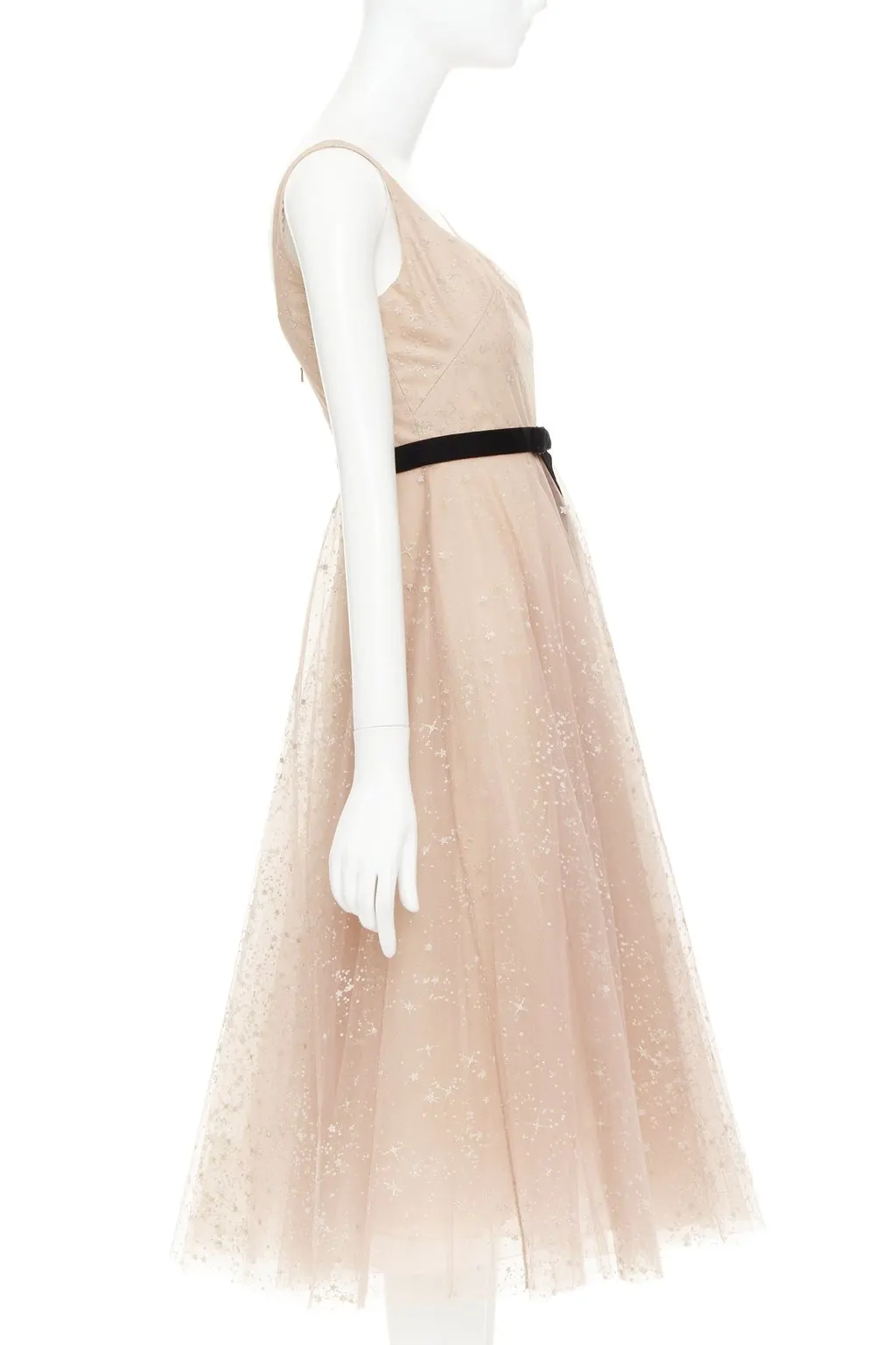 Marchesa Beige Polyester Dress Beige Polyester Very good - Model View