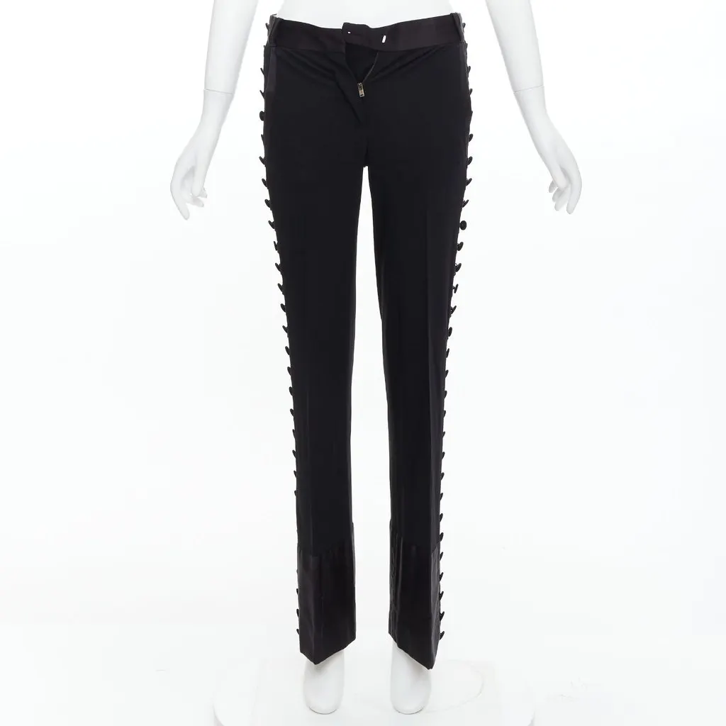 Chloé Pleat Trim Trousers Black Viscose Good - Front View