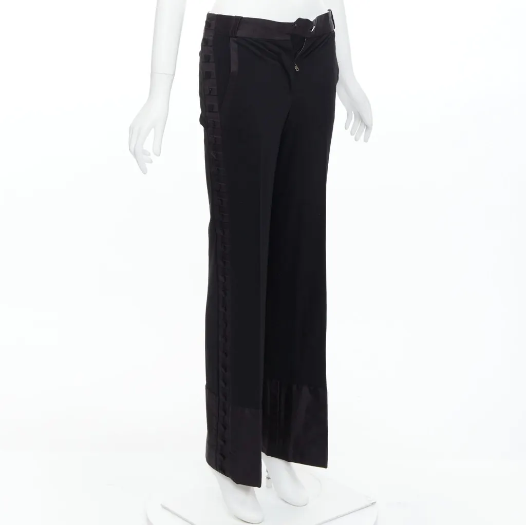 Chloé Pleat Trim Trousers Black Viscose Good - Inside View