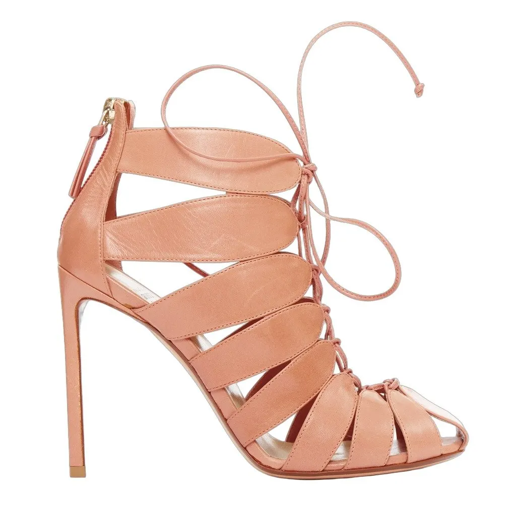 Francesco Russo Lace Cage Sandals Beige Leather Very good - Front View