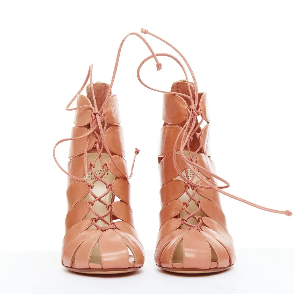 Francesco Russo Lace Cage Sandals Beige Leather Very good - Inside View