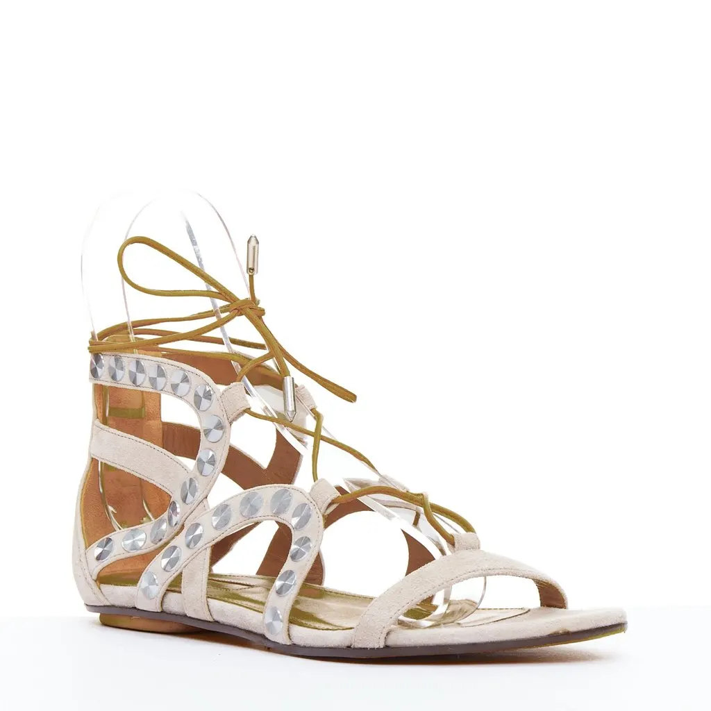 Aquazzura Disc Gladiator Sandals Beige Suede Very good - Back View