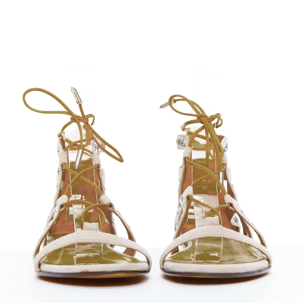 Aquazzura Disc Gladiator Sandals Beige Suede Very good - Inside View