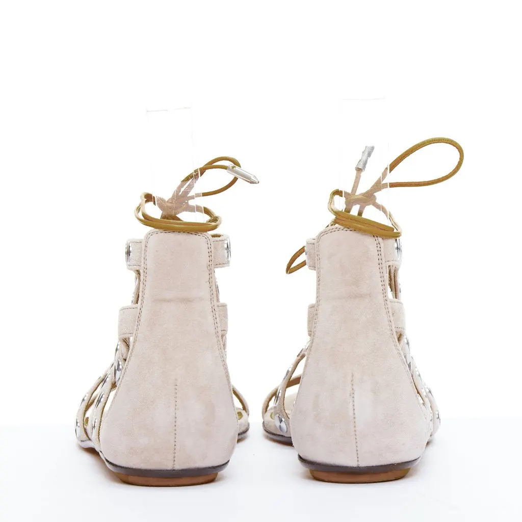 Aquazzura Disc Gladiator Sandals Beige Suede Very good - Box View