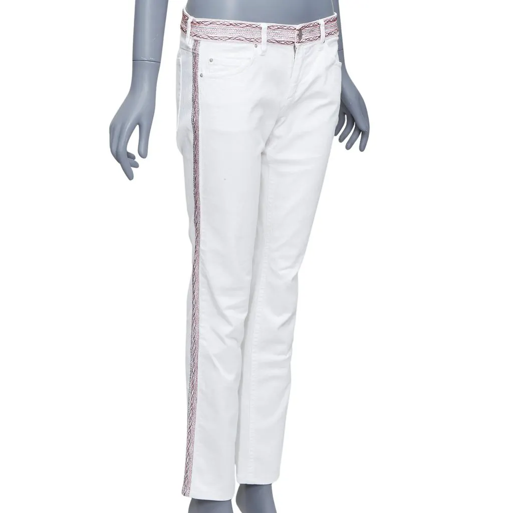 Isabel Marant White Stitch Detail Jeans White Cotton Fair - Front View