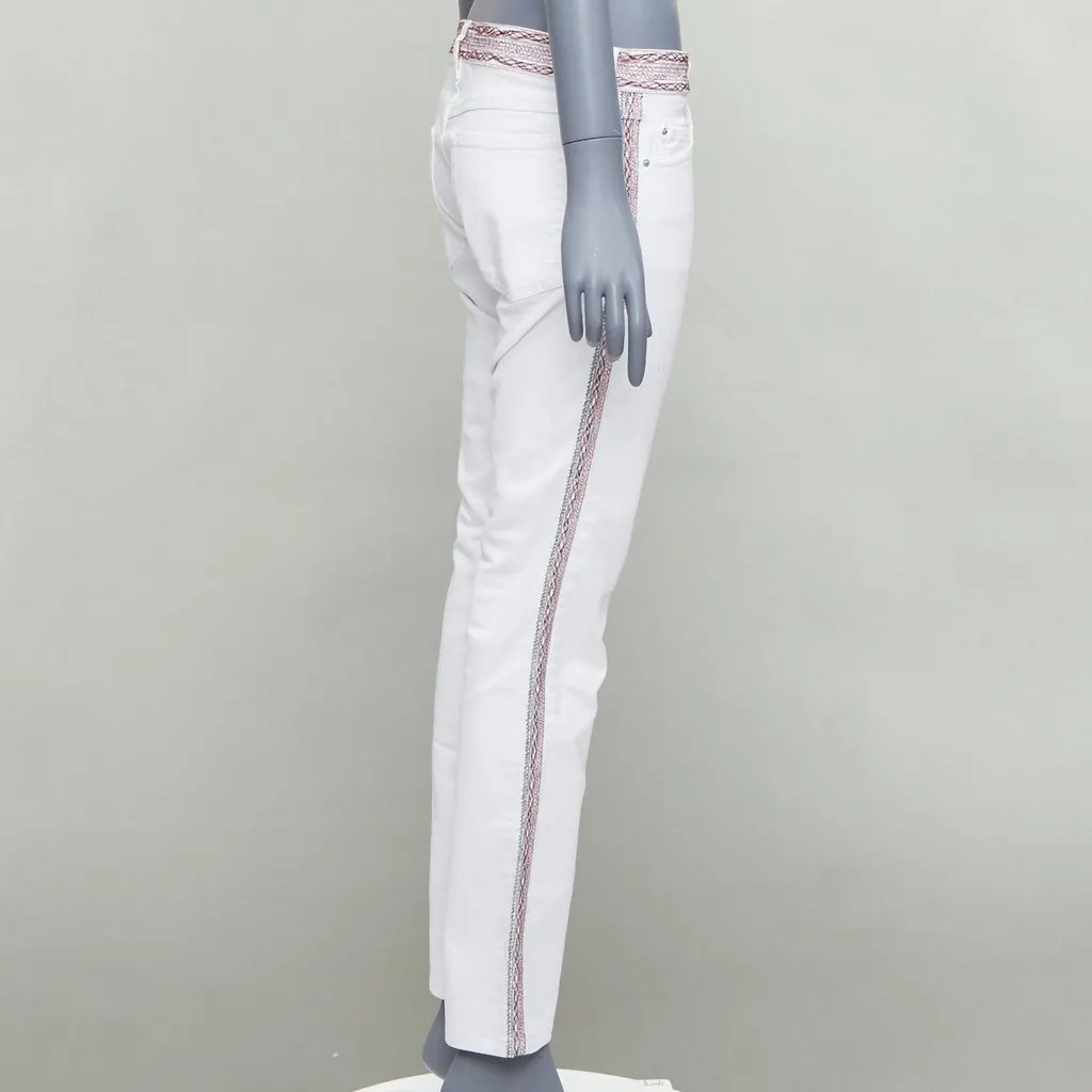 Isabel Marant White Stitch Detail Jeans White Cotton Fair - Model View