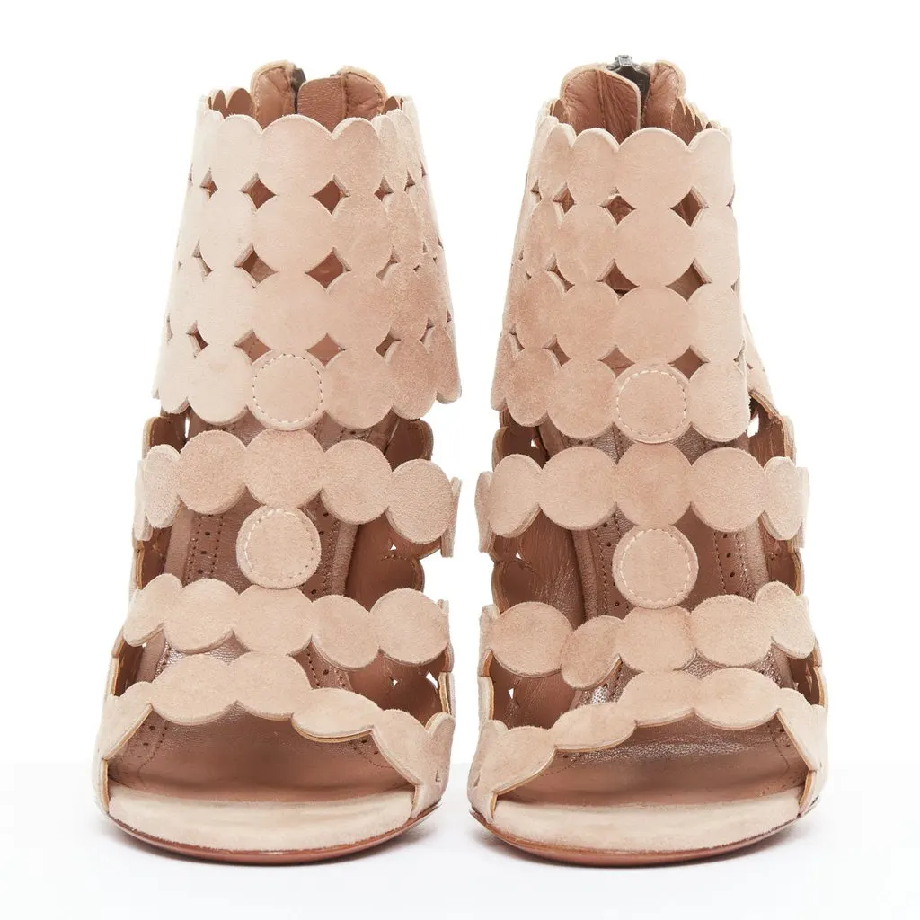 Alaïa Scallop Cage Sandals Beige Leather Good - Inside View