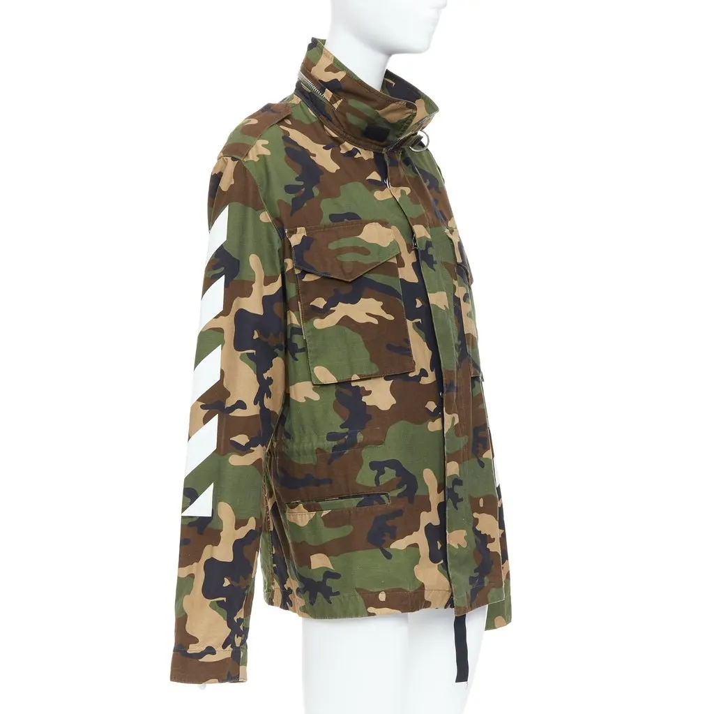 Off-White Green Cotton Coat Green Cotton Very good - Model View