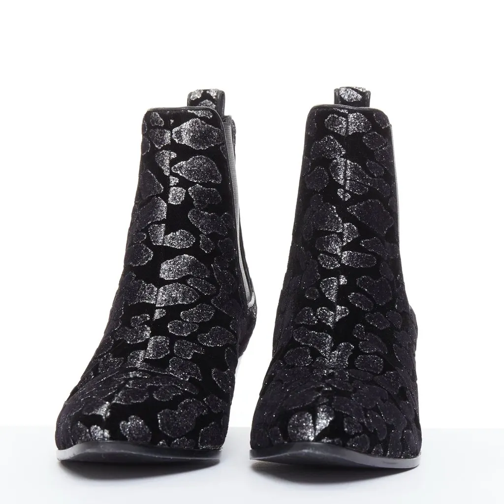 Saint Laurent Black Velvet Boots Black Velvet Very good - Inside View