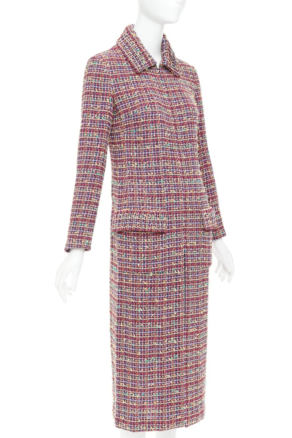 Chanel MultiColor Wool Coat MultiColor Wool Very good - Model View