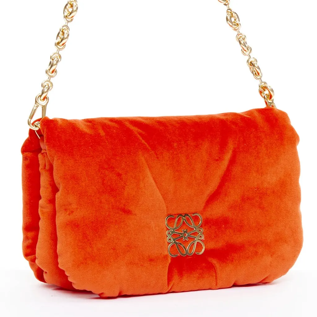 Loewe Mini Puffer Goya Bag Orange Velvet Very good - Inside View