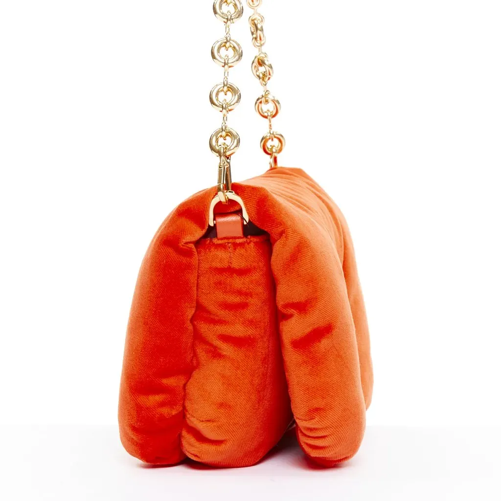 Loewe Mini Puffer Goya Bag Orange Velvet Very good - Model View