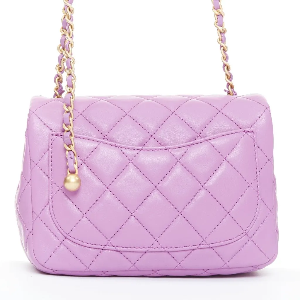 Chanel Mini Square Flap Bag Purple Leather Very good - Box View