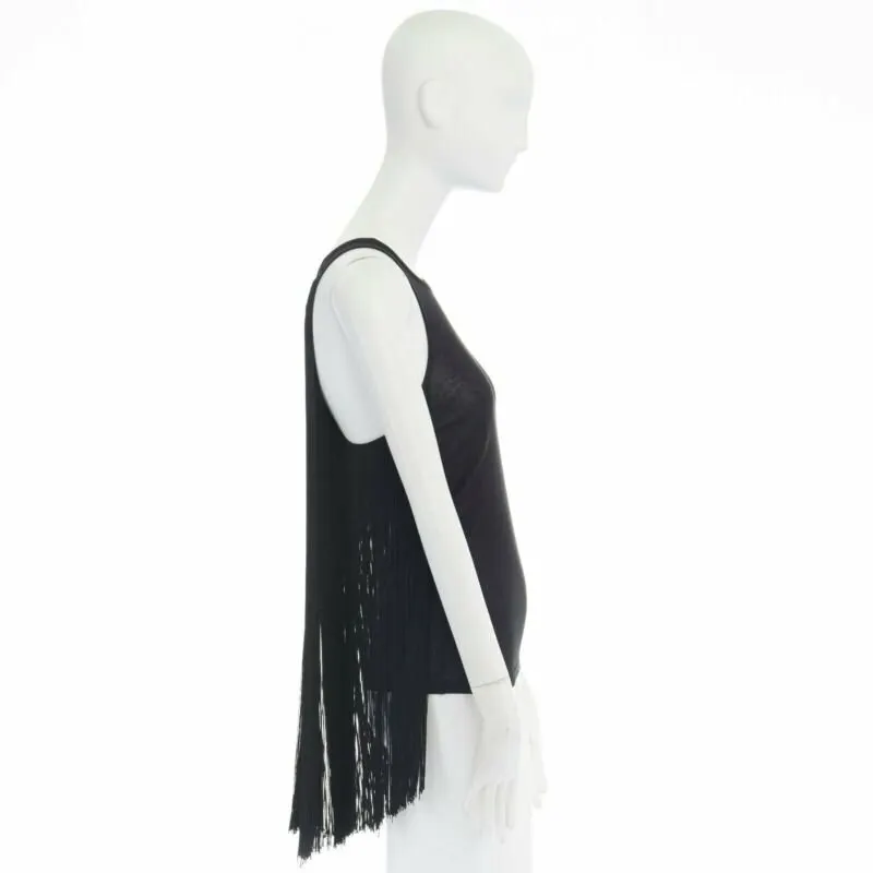 Stella McCartney Fringe Sleeveless Top Black Cotton Never worn - Inside View