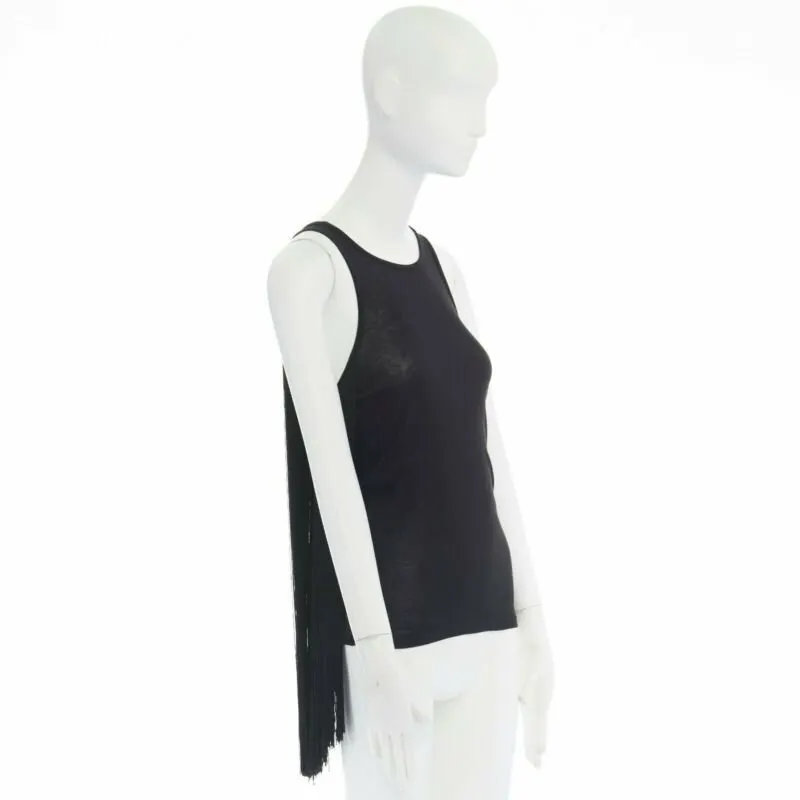 Stella McCartney Fringe Sleeveless Top Black Cotton Never worn - Model View