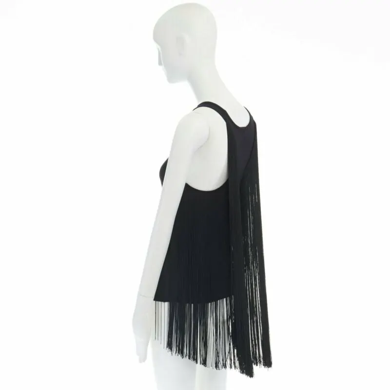 Stella McCartney Fringe Sleeveless Top Black Cotton Never worn - Box View