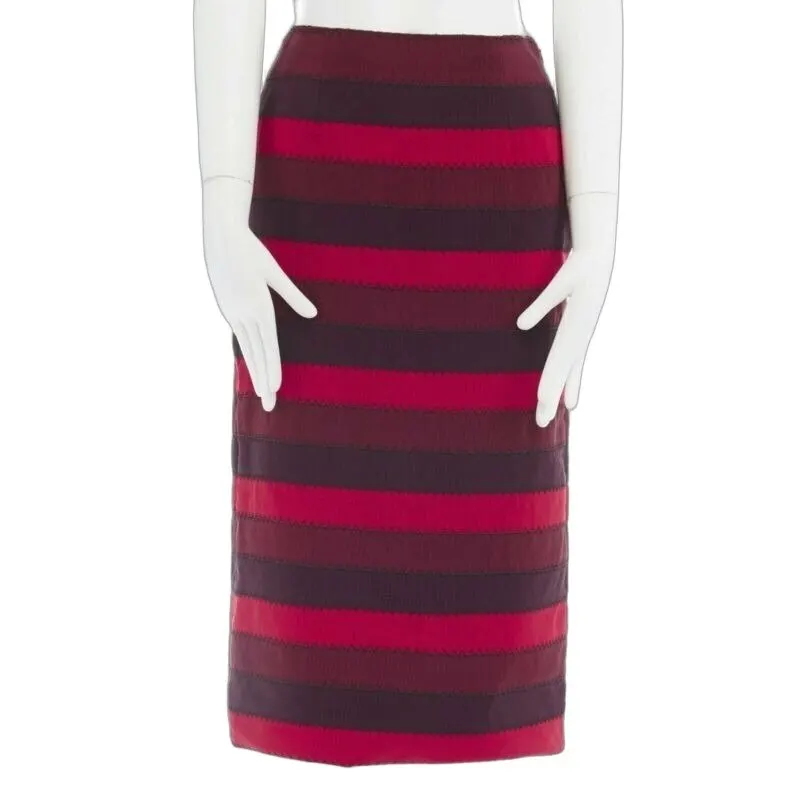 Mary Katrantzou Ribbon Fitted Skirt Red Viscose Very good - Front View