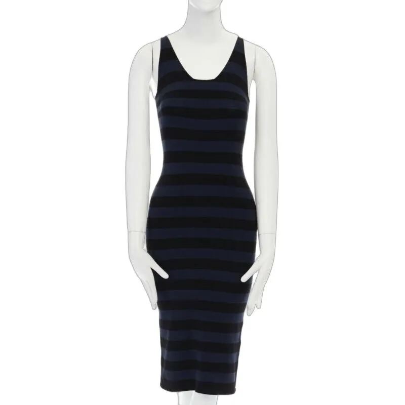 Tomas Maier Stripe Casual Dress Black Viscose Very good - Front View