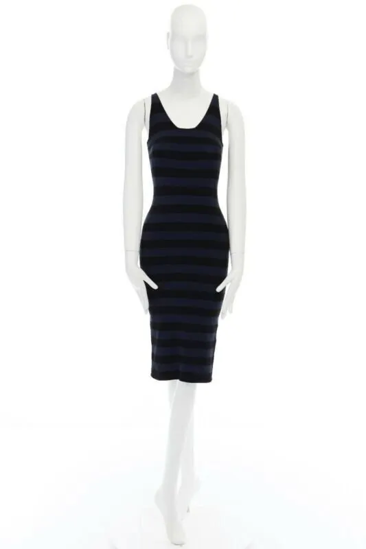 Tomas Maier Stripe Casual Dress Black Viscose Very good - Back View