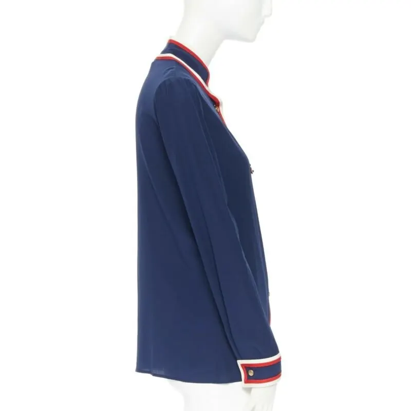 Gucci Ladybug Brooch Shirt Blue Silk Very good - Box View