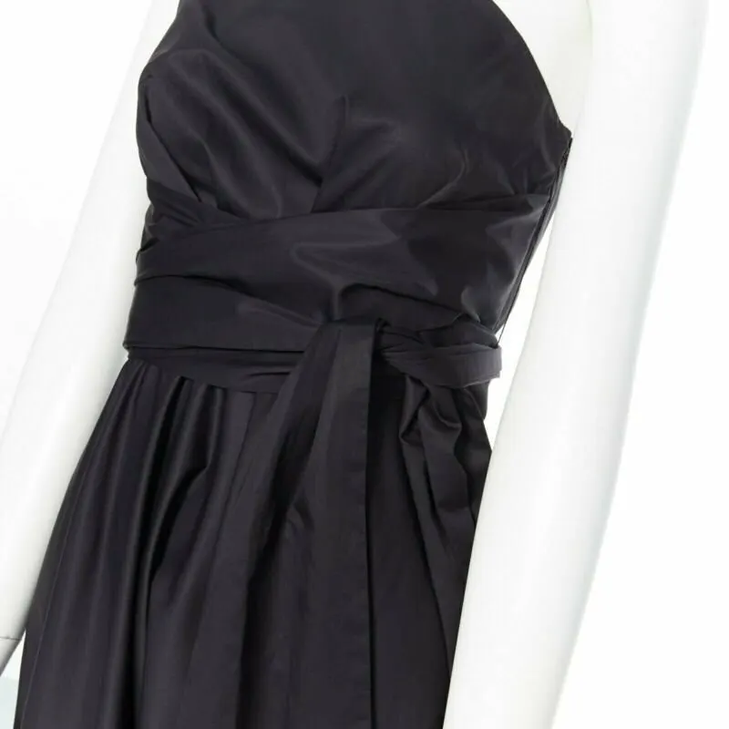 Tibi Flare Pleat Dress Black Cotton Very good - Back View