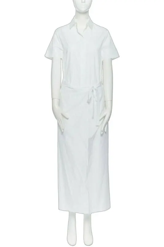 Tibi Apron Fold Shirt Dress White Cotton Good - Front View
