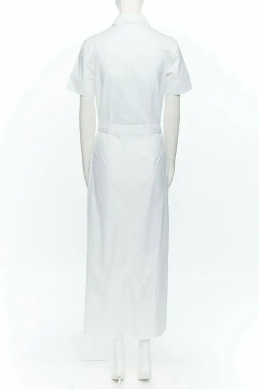 Tibi Apron Fold Shirt Dress White Cotton Good - Box View