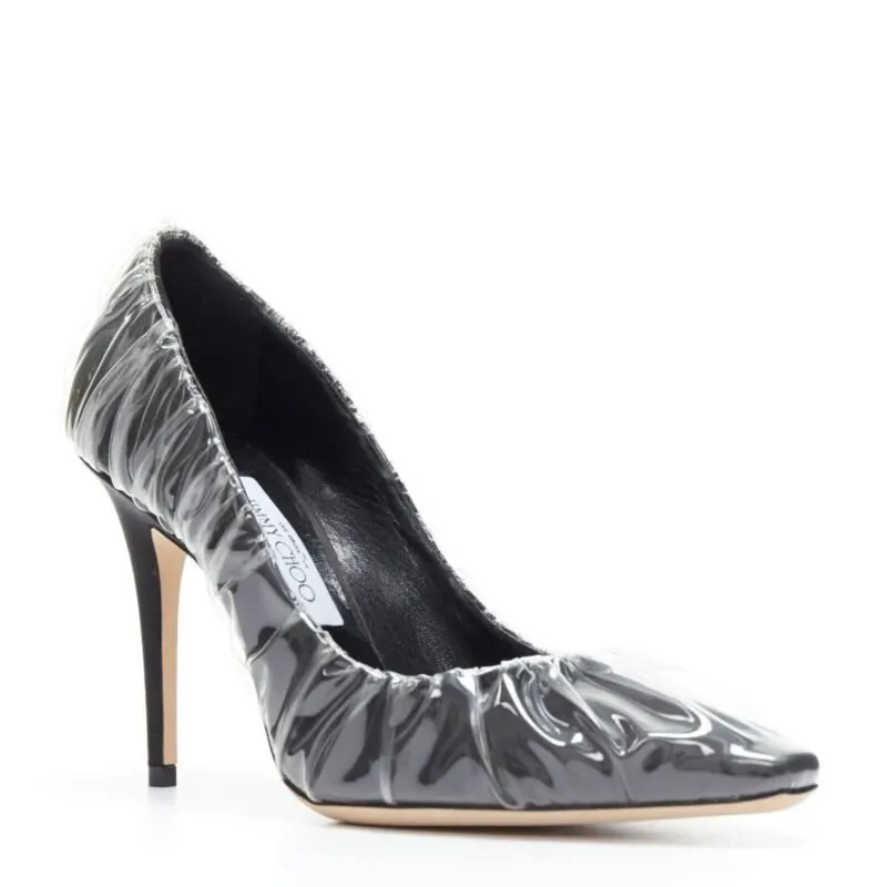 Jimmy Choo Transparent Ruche Heels Black Polyester Very good - Back View