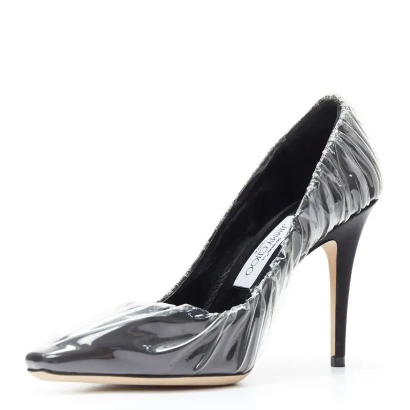 Jimmy Choo Transparent Ruche Heels Black Polyester Very good - Model View