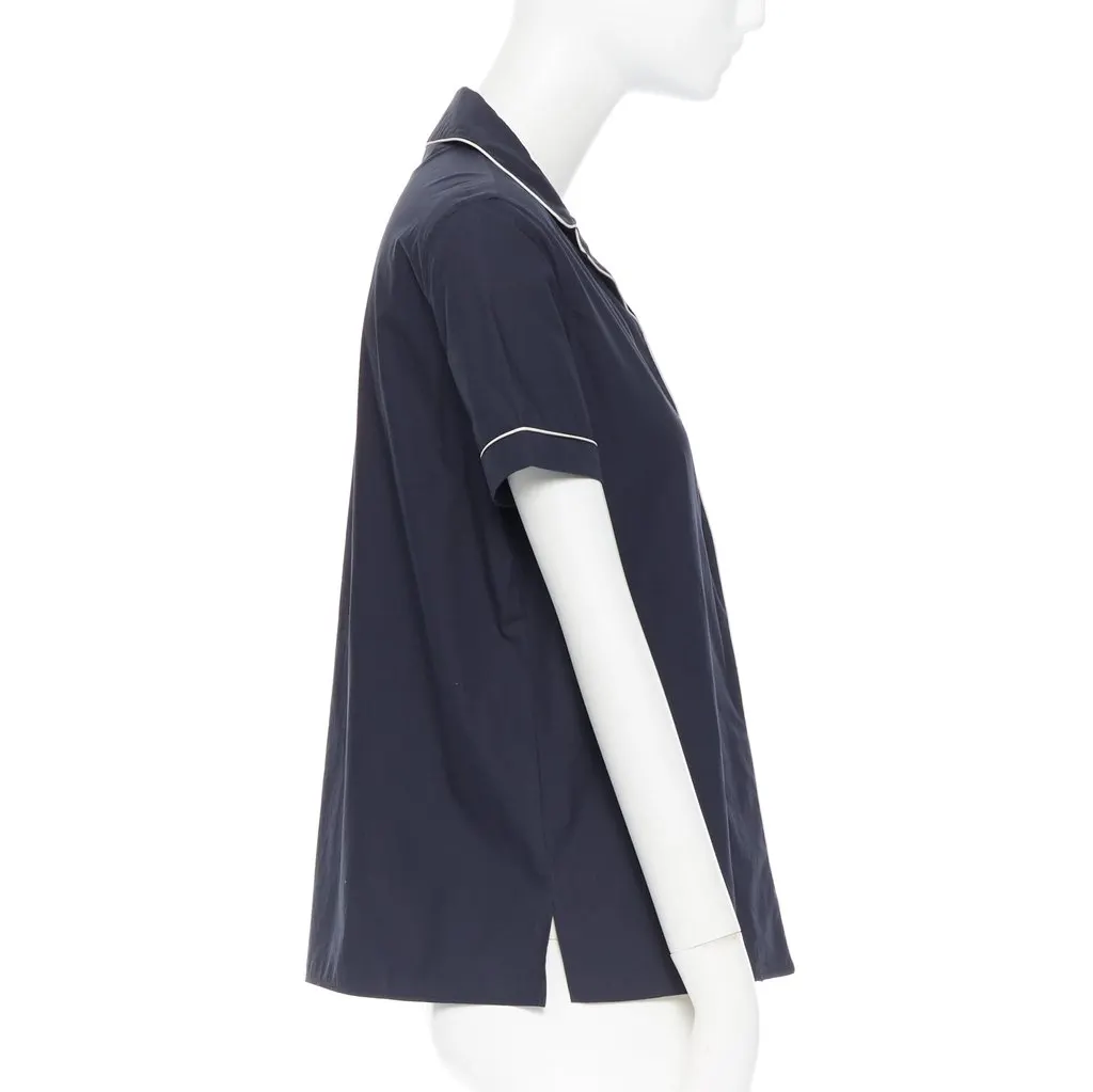 Jil Sander Cuban Collar Shirt Blue Cotton Very good - Model View