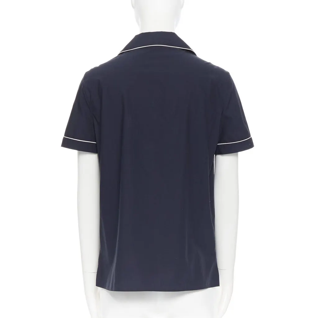 Jil Sander Cuban Collar Shirt Blue Cotton Very good - Box View