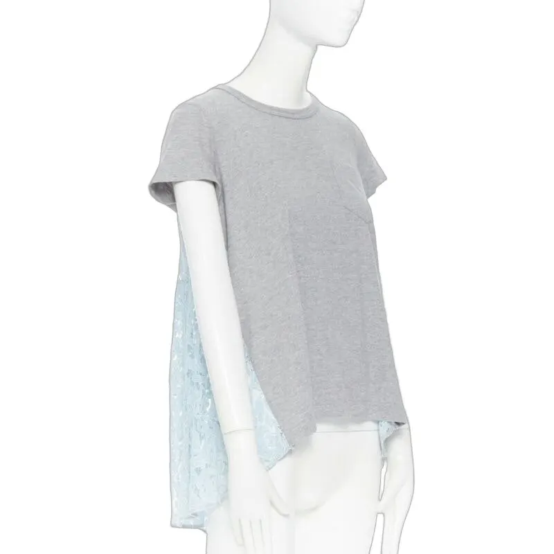 Sacai Lace Back Tee Grey Cotton Very good - Front View