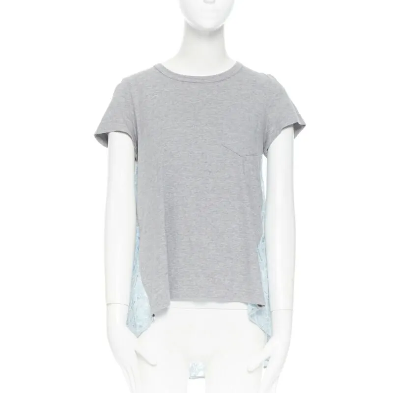 Sacai Lace Back Tee Grey Cotton Very good - Inside View