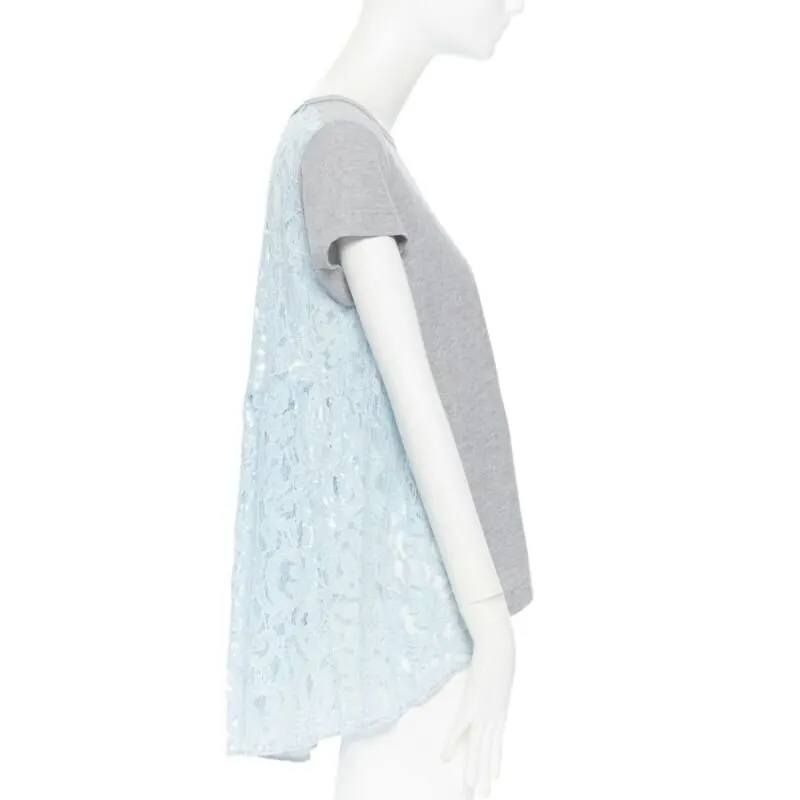 Sacai Lace Back Tee Grey Cotton Very good - Box View