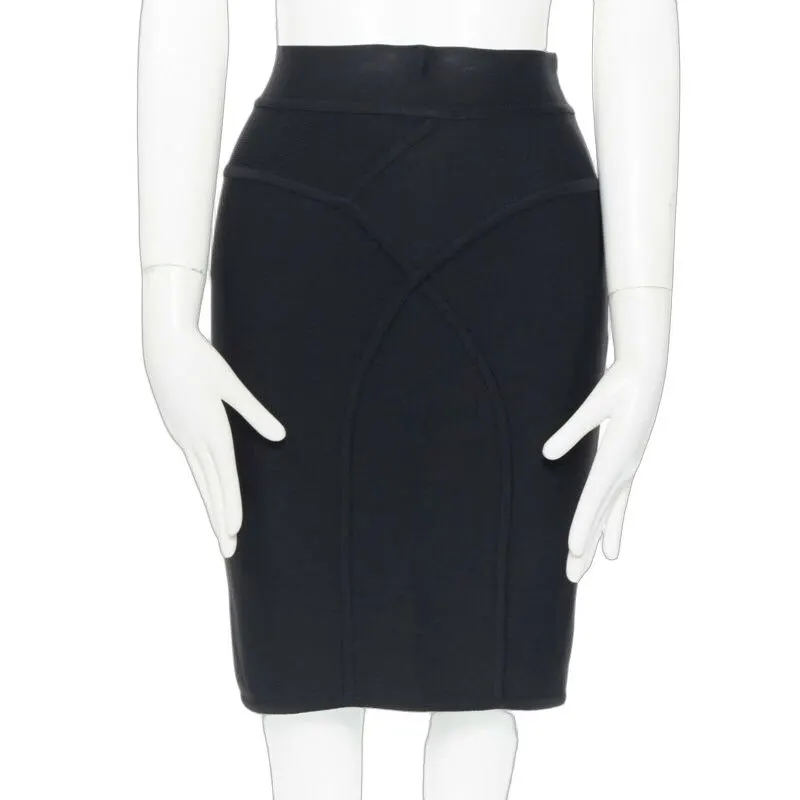 Herve Leger Bandage Pencil Skirt Black Viscose Very good - Front View