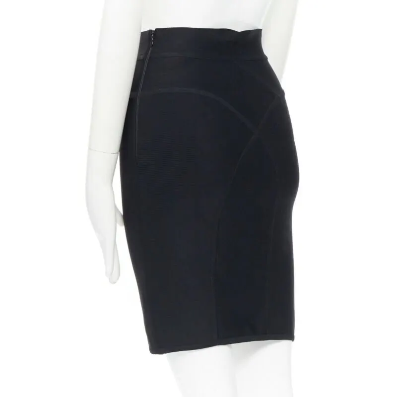 Herve Leger Bandage Pencil Skirt Black Viscose Very good - Back View
