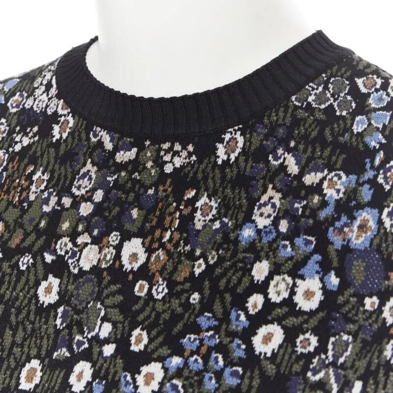 Valentino Floral Jacquard Sweater Navy Viscose Very good - Back View