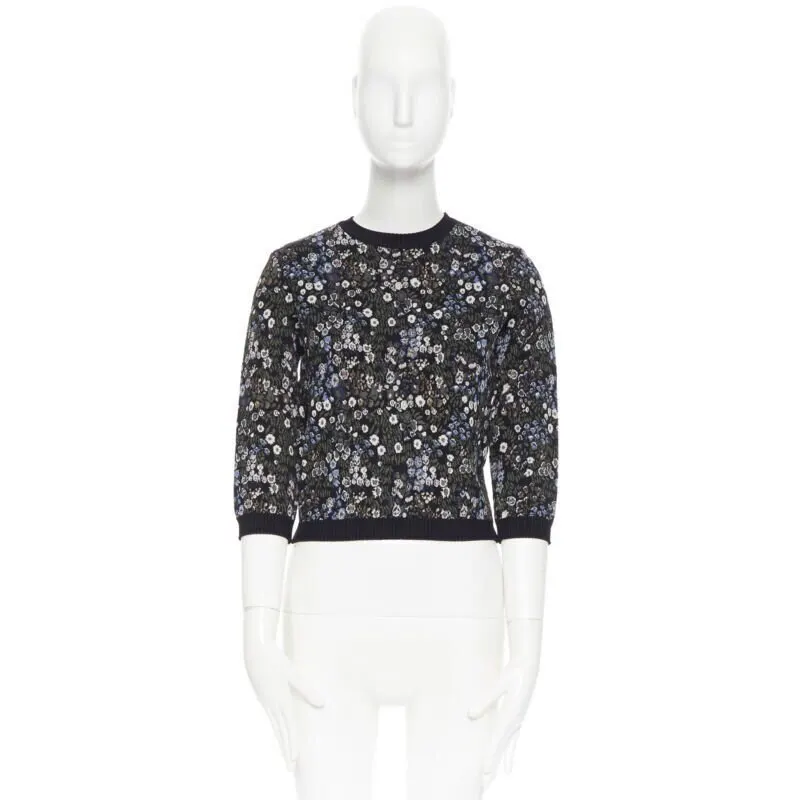 Valentino Floral Jacquard Sweater Navy Viscose Very good - Inside View