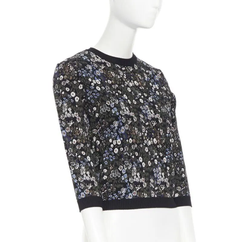 Valentino Floral Jacquard Sweater Navy Viscose Very good - Model View