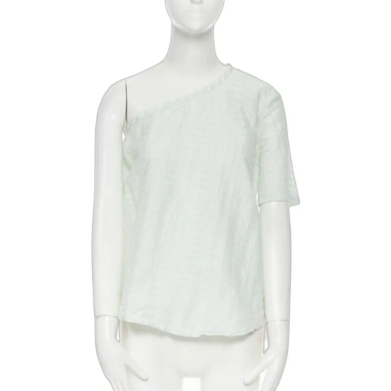 Rosie Assoulin Striped One Shoulder Top Green Polyamide Never worn, with tag - Front View