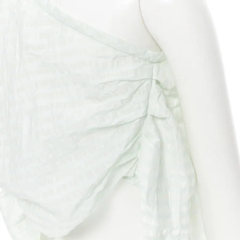 Rosie Assoulin Striped One Shoulder Top Green Polyamide Never worn, with tag - Back View